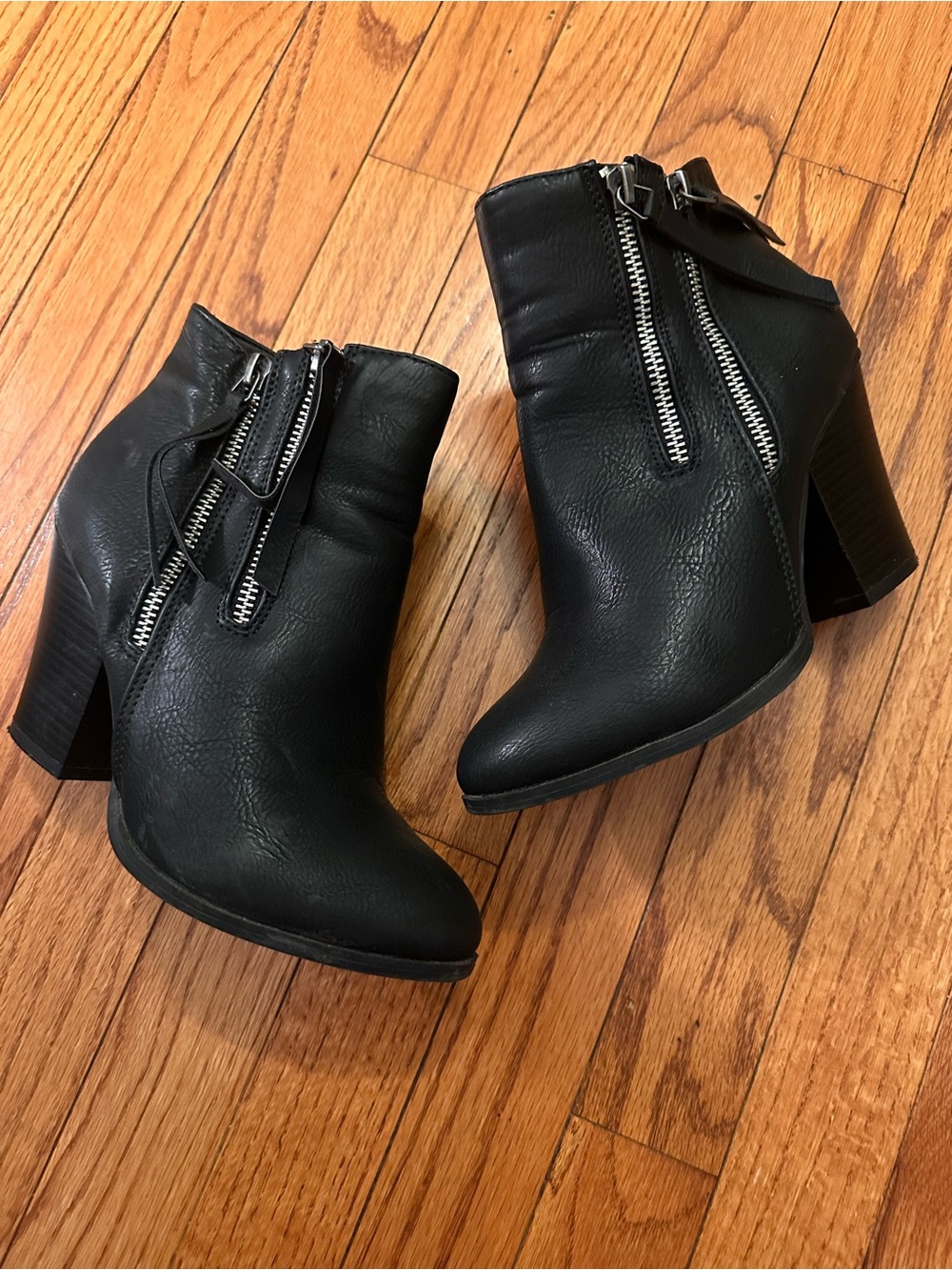 Journee Collection Black Ankle Booties with Dual Zippers